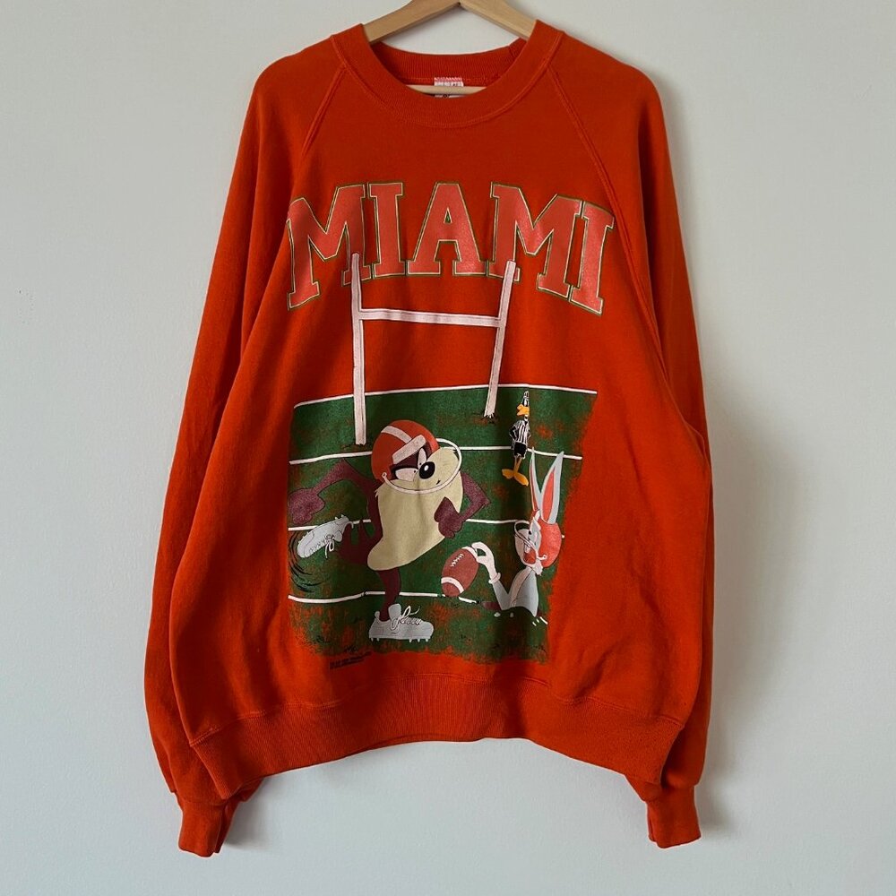 Vintage 1994 NCAA Looney Tunes Miami Hurricanes Crew XXL